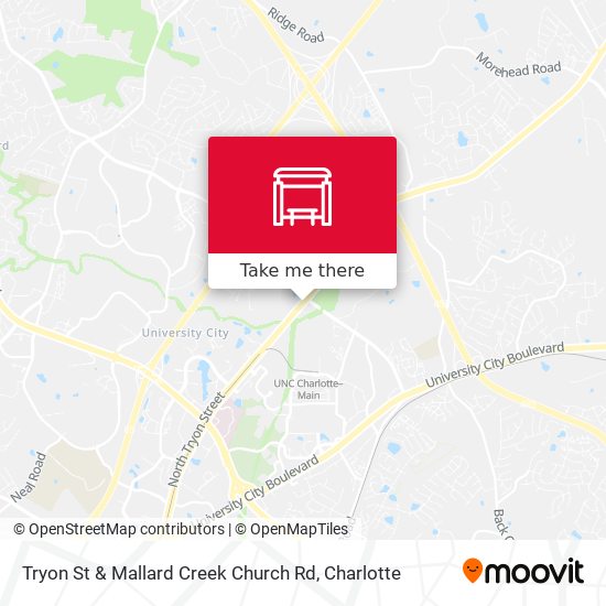 Tryon St & Mallard Creek Church Rd map