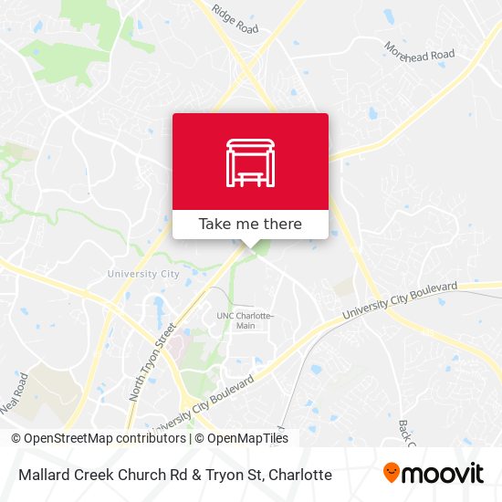 Mallard Creek Church Rd & Tryon St map