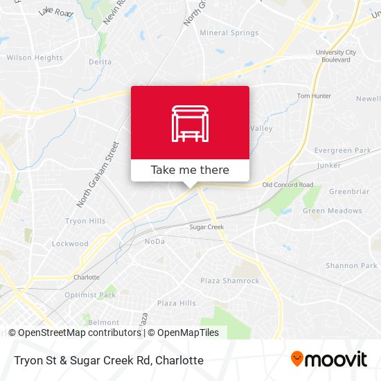 Tryon St & Sugar Creek Rd map