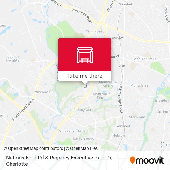 Nations Ford Rd & Regency Executive Park Dr map