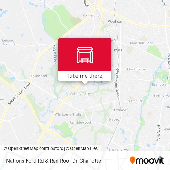 Nations Ford Rd & Red Roof Dr map