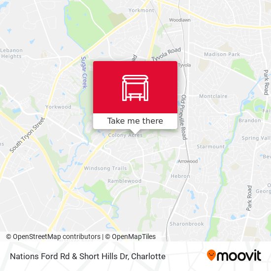 Nations Ford Rd & Short Hills Dr map