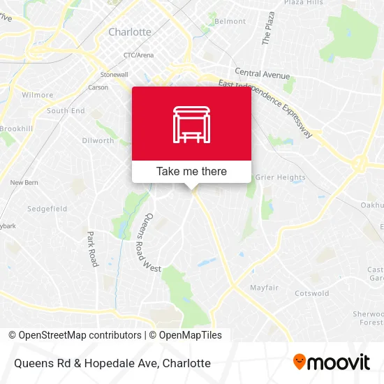 Mapa de Queens Rd & Hopedale Ave
