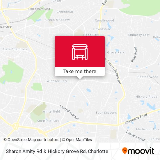 Sharon Amity Rd & Hickory Grove Rd map