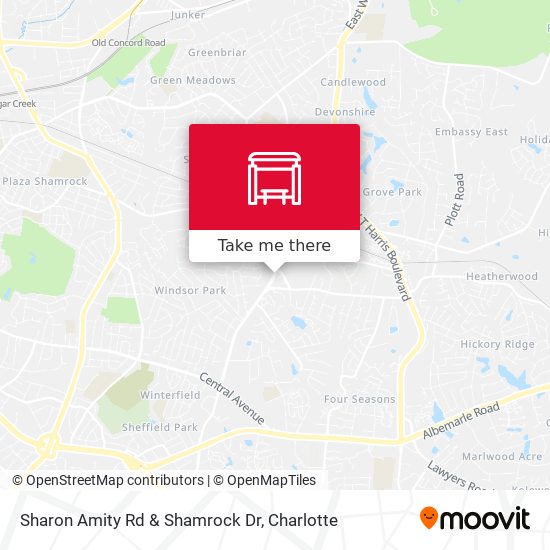 Sharon Amity Rd & Shamrock Dr map