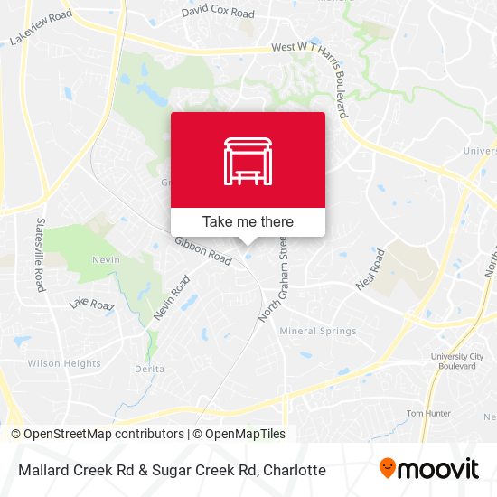 Mallard Creek Rd & Sugar Creek Rd map