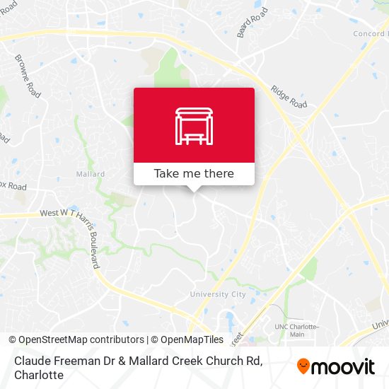 Claude Freeman Dr & Mallard Creek Church Rd map