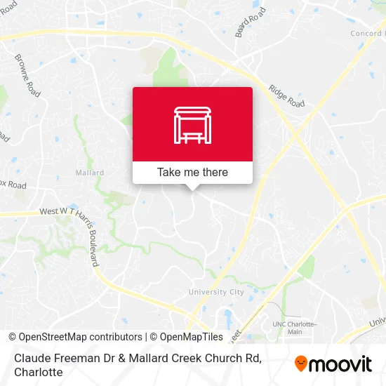 Mapa de Claude Freeman Dr & Mallard Creek Church Rd