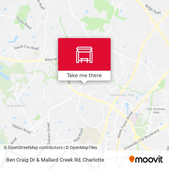 Ben Craig Dr & Mallard Creek Rd map