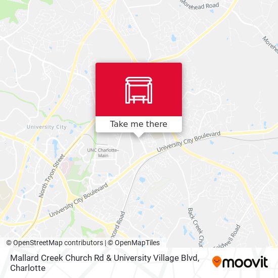 Mallard Creek Church Rd & University Village Blvd map