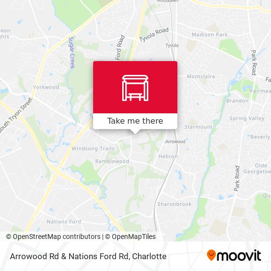 Arrowood Rd & Nations Ford Rd map