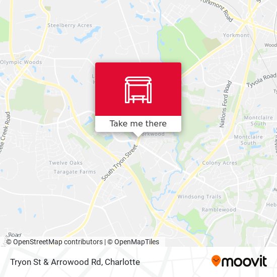 Tryon St & Arrowood Rd map