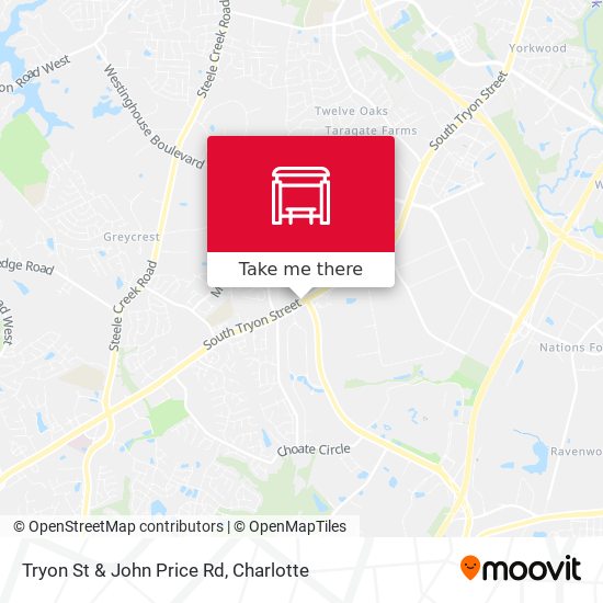 Tryon St & John Price Rd map