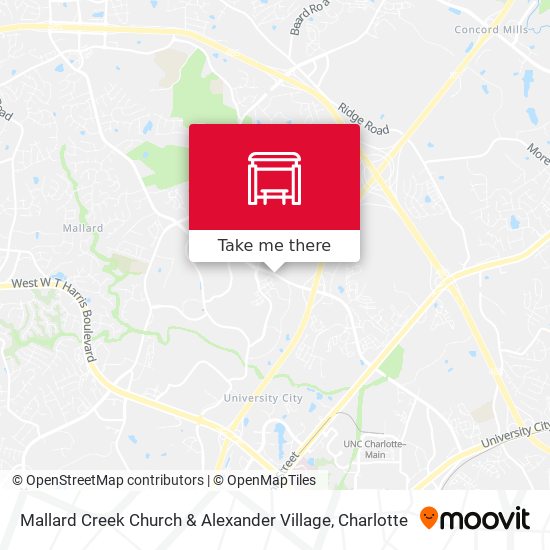 Mallard Creek Church & Alexander Village map