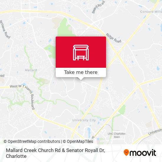 Mallard Creek Church Rd & Senator Royall Dr map