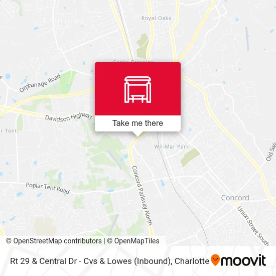 Rt 29 & Central Dr - Cvs & Lowes (Inbound) map