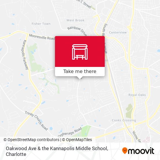 Oakwood Ave & the Kannapolis Middle School map