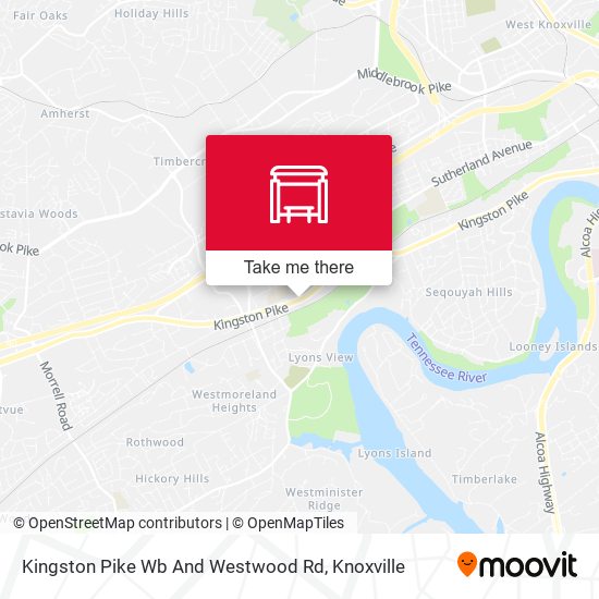 Kingston Pike Wb And Westwood Rd map