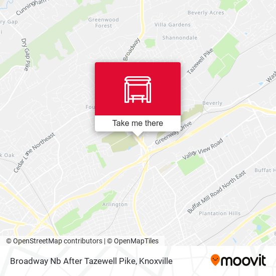 Broadway Nb After Tazewell Pike map