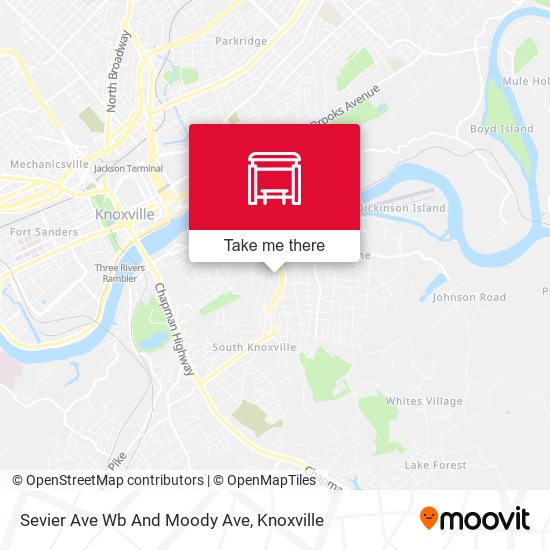 Sevier Ave Wb And Moody Ave map
