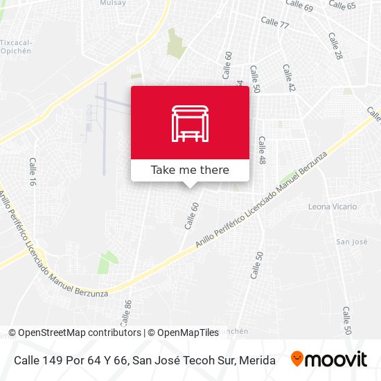 Mapa de Calle 149 Por 64 Y 66, San José Tecoh Sur