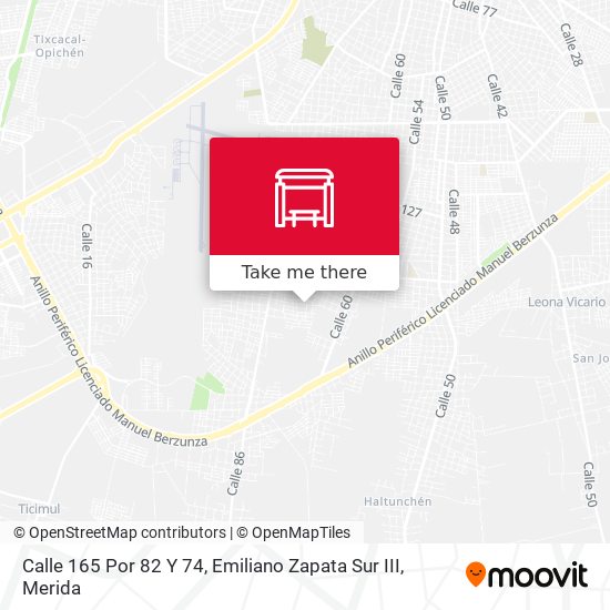 Calle 165 Por 82 Y 74, Emiliano Zapata Sur III map