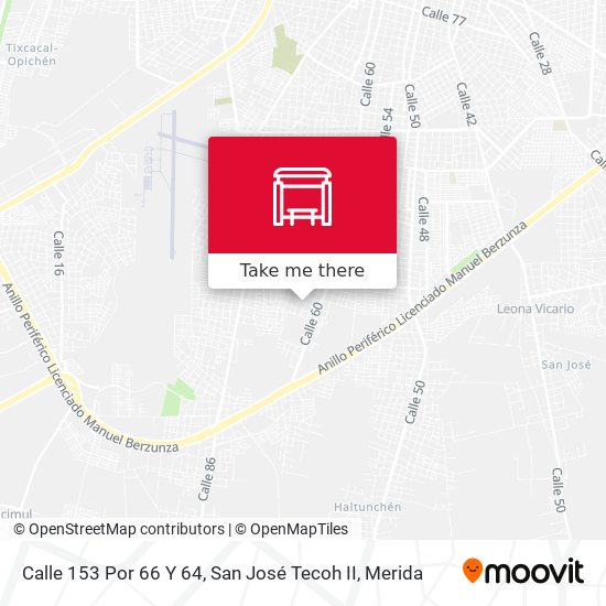 Calle 153 Por 66 Y 64, San José Tecoh II map