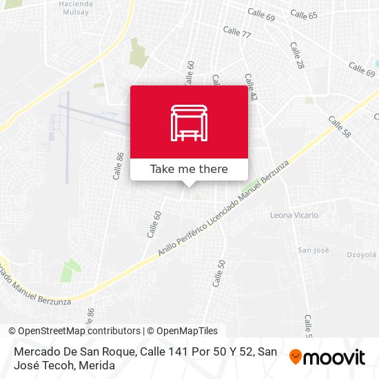 Mercado De San Roque, Calle 141 Por 50 Y 52, San José Tecoh map