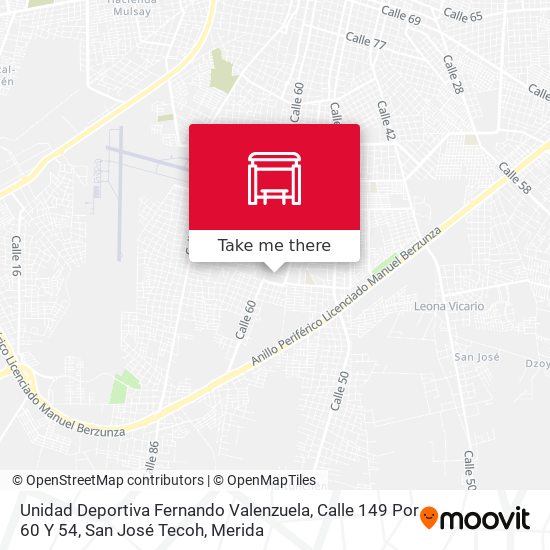 Unidad Deportiva Fernando Valenzuela, Calle 149 Por 60 Y 54, San José Tecoh map