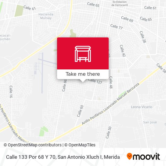 Calle 133 Por 68 Y 70, San Antonio Xluch I map