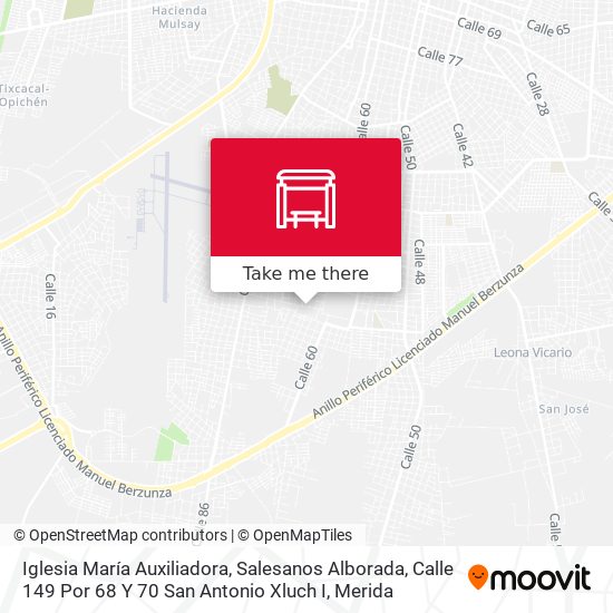 Mapa de Iglesia María Auxiliadora, Salesanos Alborada, Calle 149 Por 68 Y 70 San Antonio Xluch I