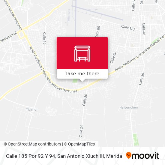 Mapa de Calle 185 Por 92 Y 94, San Antonio Xluch III