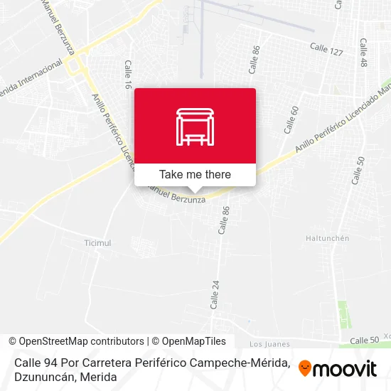 Mapa de Calle 94 Por Carretera Periférico Campeche-Mérida, Dzununcán
