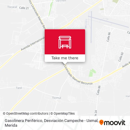 Gasolinera Periférico, Desviación Campeche - Uxmal map