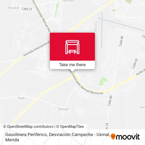 Mapa de Gasolinera Periférico, Desviación Campeche - Uxmal