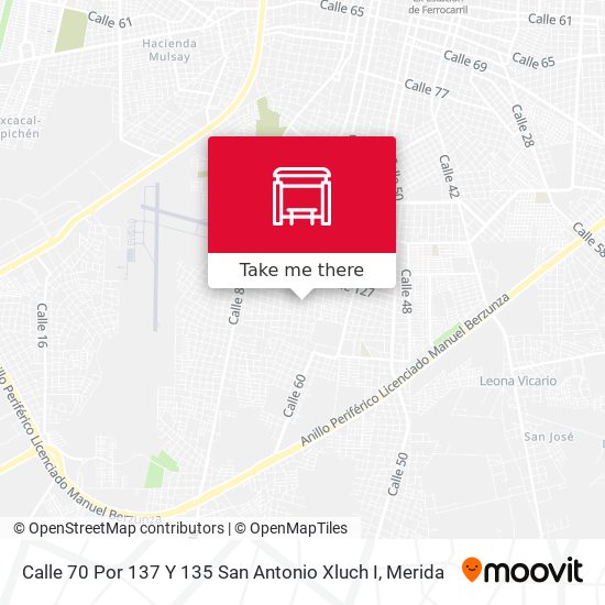 Calle 70 Por 137 Y 135 San Antonio Xluch I map