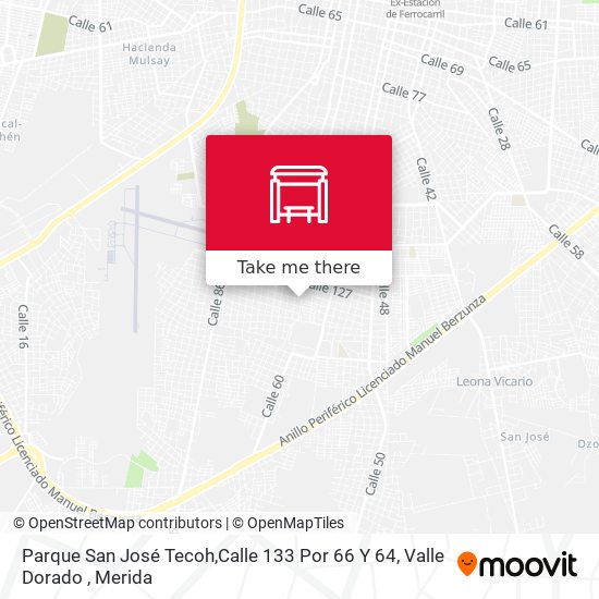 Mapa de Parque San José Tecoh,Calle 133 Por 66 Y 64, Valle Dorado