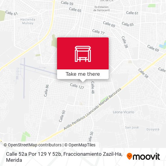 Mapa de Calle 52a Por 129 Y 52b, Fraccionamiento Zazil-Ha