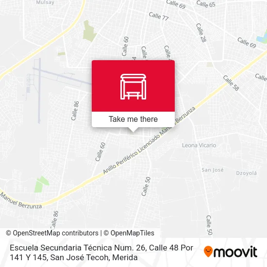 Escuela Secundaria Técnica Num. 26, Calle 48 Por 141 Y 145, San José Tecoh map