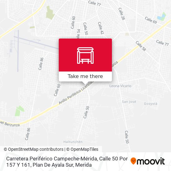 Mapa de Carretera Periférico Campeche-Mérida, Calle 50 Por 157 Y 161, Plan De Ayala Sur