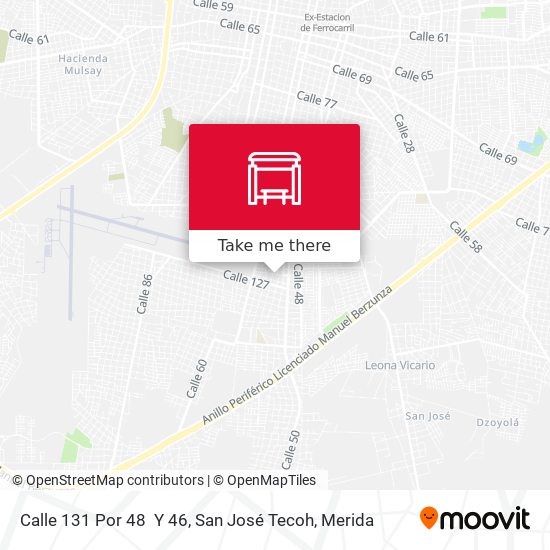 Calle 131 Por 48  Y 46, San José Tecoh map