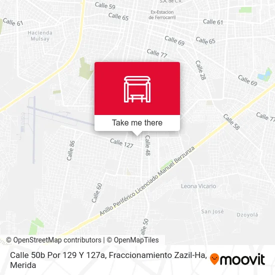 Calle 50b Por 129 Y 127a, Fraccionamiento Zazil-Ha map