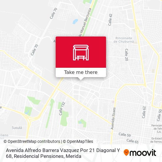 Avenida Alfredo Barrera Vazquez Por 21 Diagonal Y 68, Residencial Pensiones map