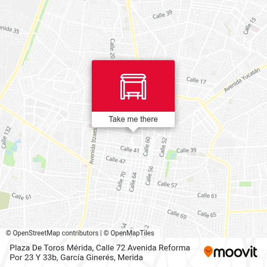 Plaza De Toros Mérida, Calle 72 Avenida Reforma Por 23 Y 33b, García Ginerés map