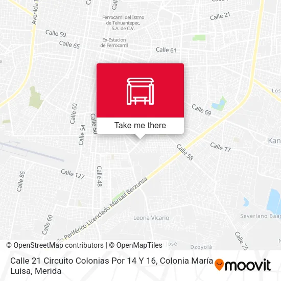 Mapa de Calle 21 Circuito Colonias Por 14 Y 16, Colonia María Luisa