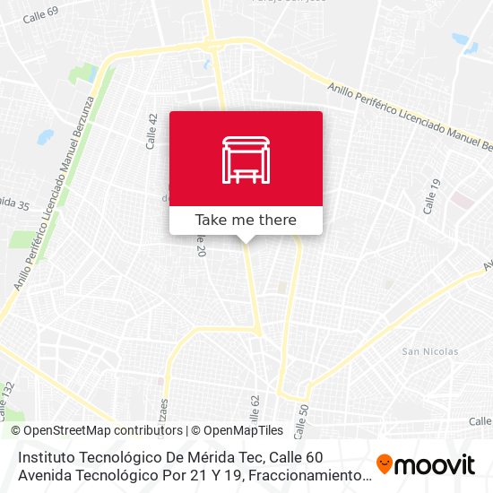 Mapa de Instituto Tecnológico De Mérida Tec, Calle 60 Avenida Tecnológico Por 21 Y 19, Fraccionamiento Tecnológico