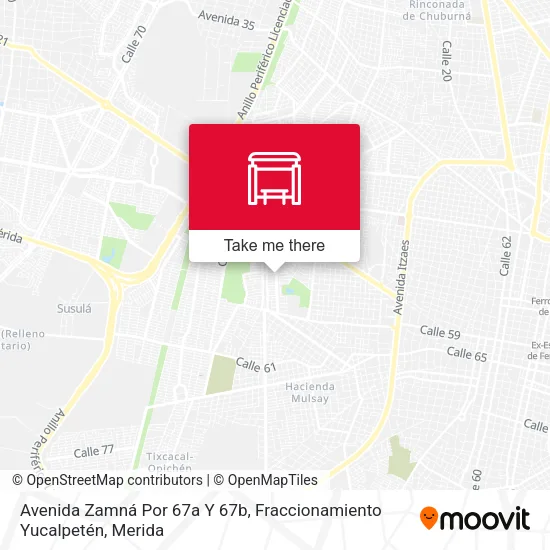 Mapa de Avenida Zamná Por 67a Y 67b, Fraccionamiento Yucalpetén