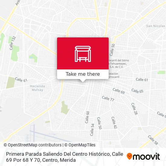 Mapa de Primera Parada Saliendo Del Centro Histórico, Calle 69 Por 68 Y 70, Centro