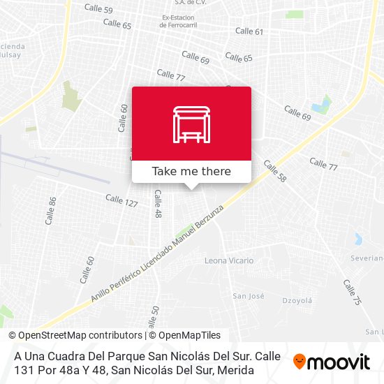 Mapa de A Una Cuadra Del Parque San Nicolás Del Sur. Calle 131 Por 48a Y 48, San Nicolás Del Sur