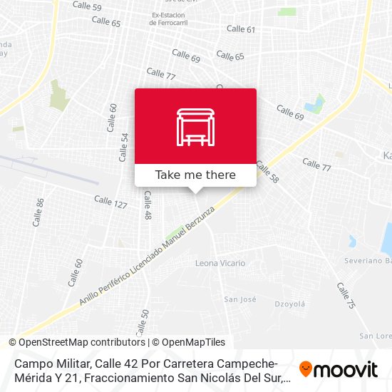 Campo Militar, Calle 42 Por Carretera Campeche-Mérida Y 21, Fraccionamiento San Nicolás Del Sur map